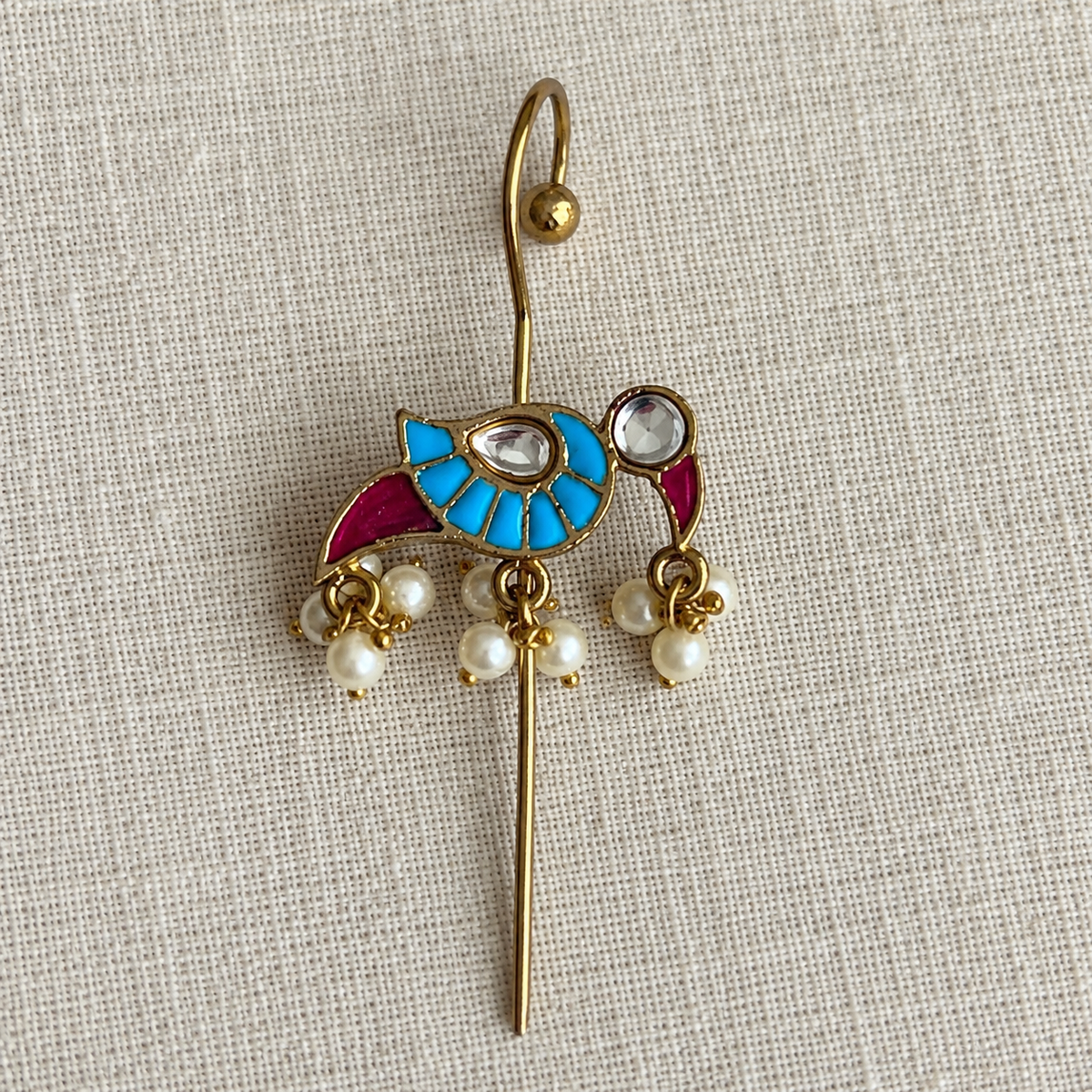 White Mitthu Parrot Ear Cuffs