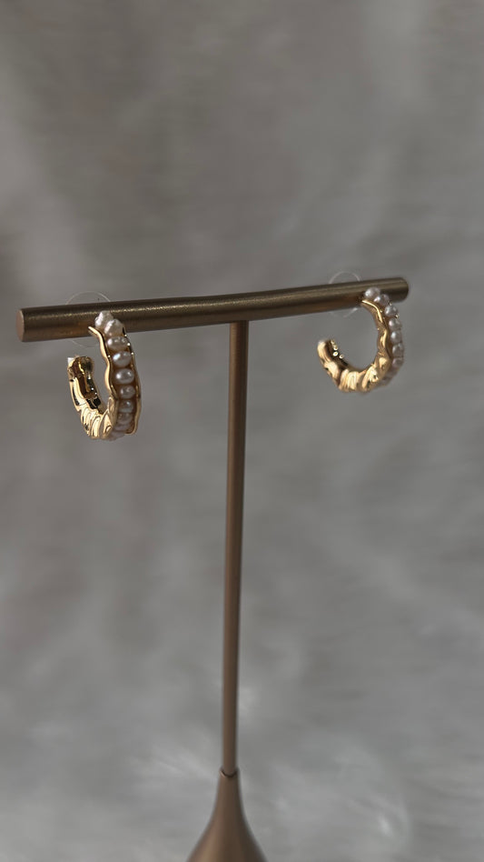 Gold Plated Irregular Pearl Earrings