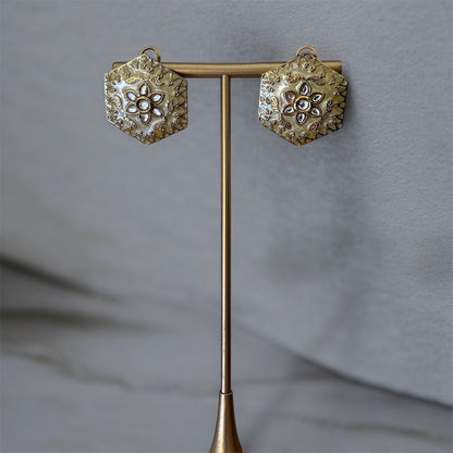 Ivory Hexagon Stud Earring