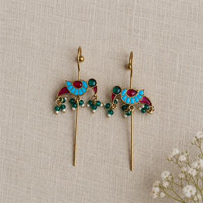 Emerald Mitthu Parrot Ear Cuffs