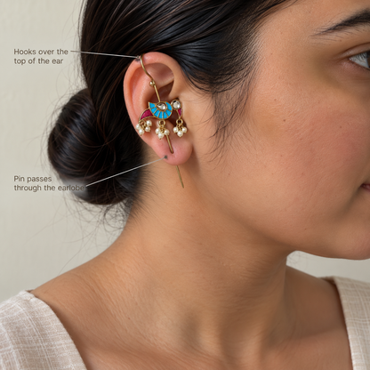 White Mitthu Parrot Ear Cuffs