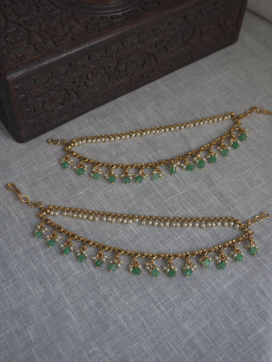 Aanya Green Bead Kaan Chain