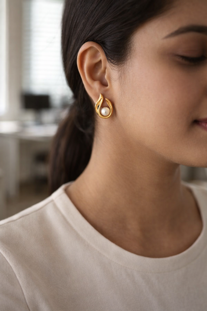 Pearl Twist Stud Earrings