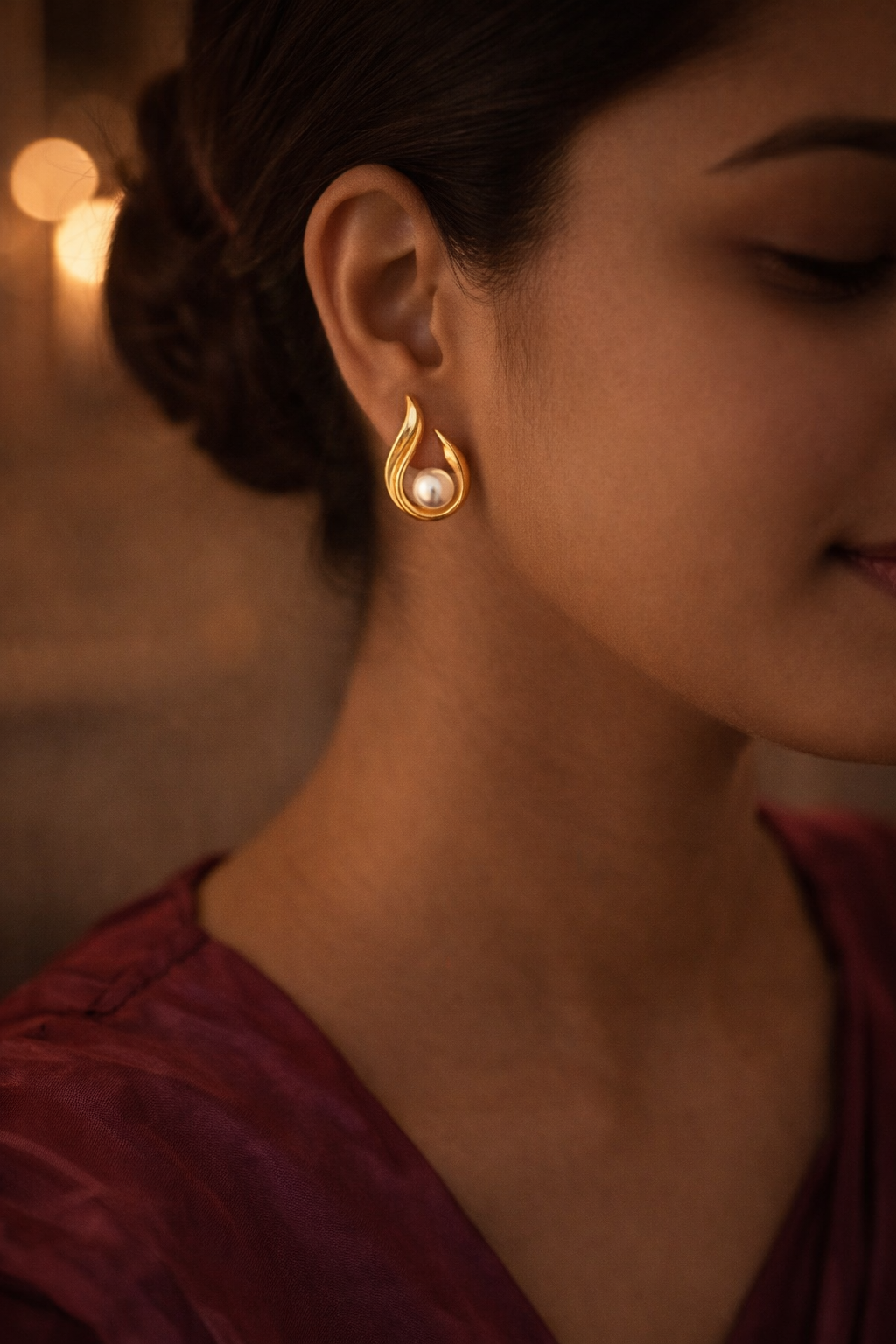 Pearl Twist Stud Earrings