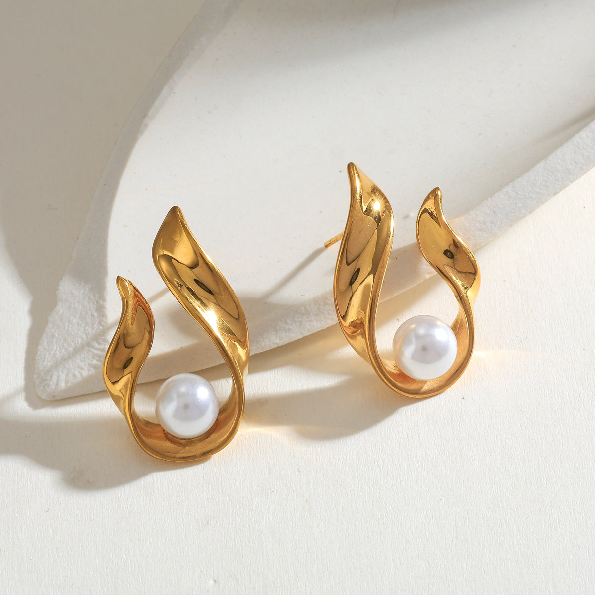 Pearl Twist Stud Earrings