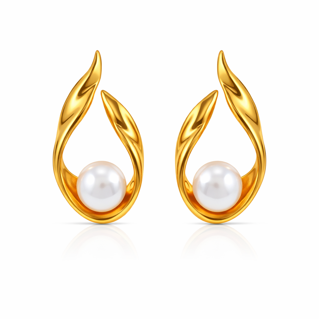 Pearl Twist Stud Earrings