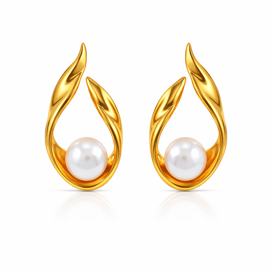 Pearl Twist Stud Earrings