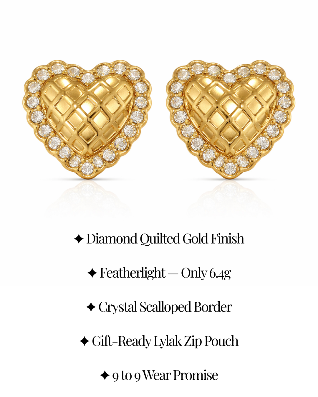 Golden Heart Stud Earrings