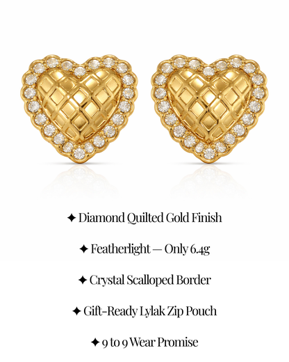Golden Heart Stud Earrings