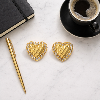 Golden Heart Stud Earrings