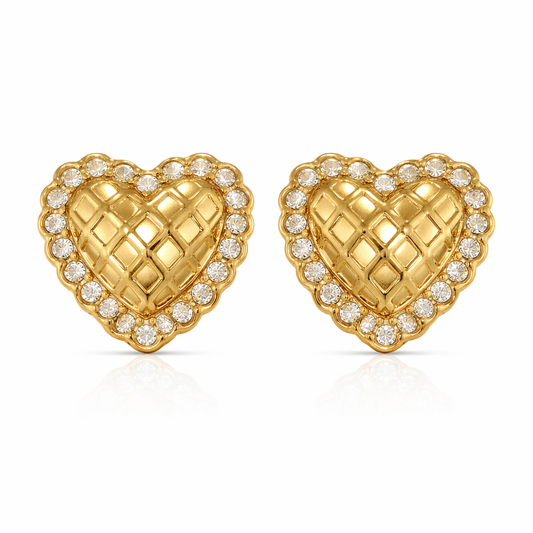 Golden Heart Stud Earrings