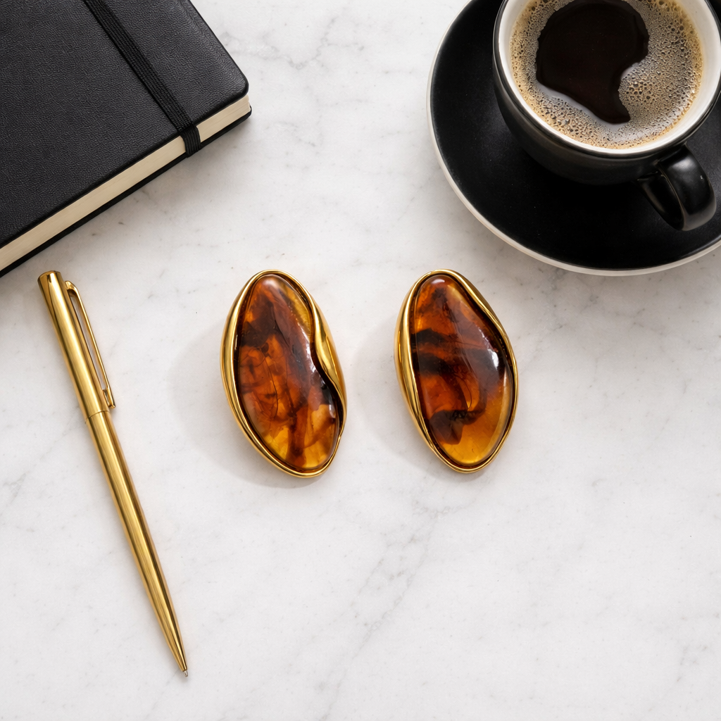 Amber Hour Stud Earrings