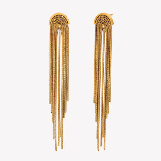 Golden Cascade Tassel Earrings