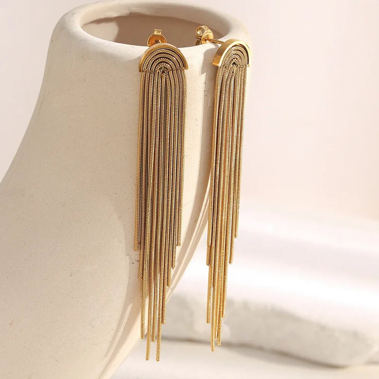Golden Cascade Tassel Earrings