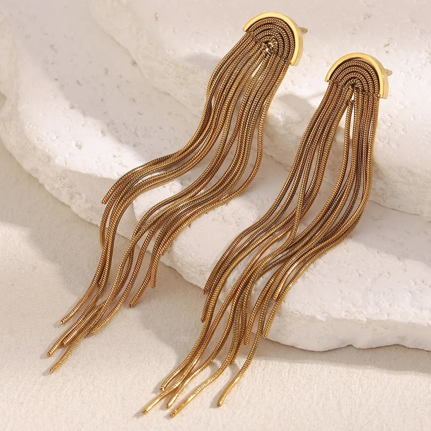 Golden Cascade Tassel Earrings