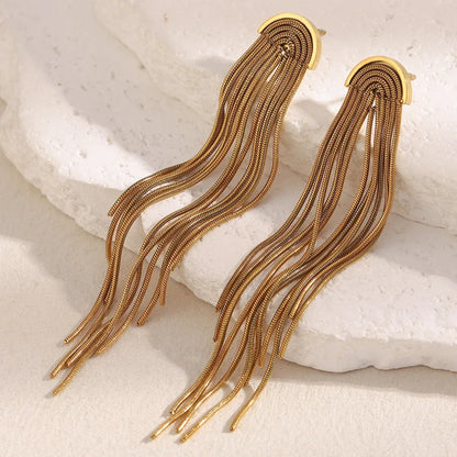 Golden Cascade Tassel Earrings