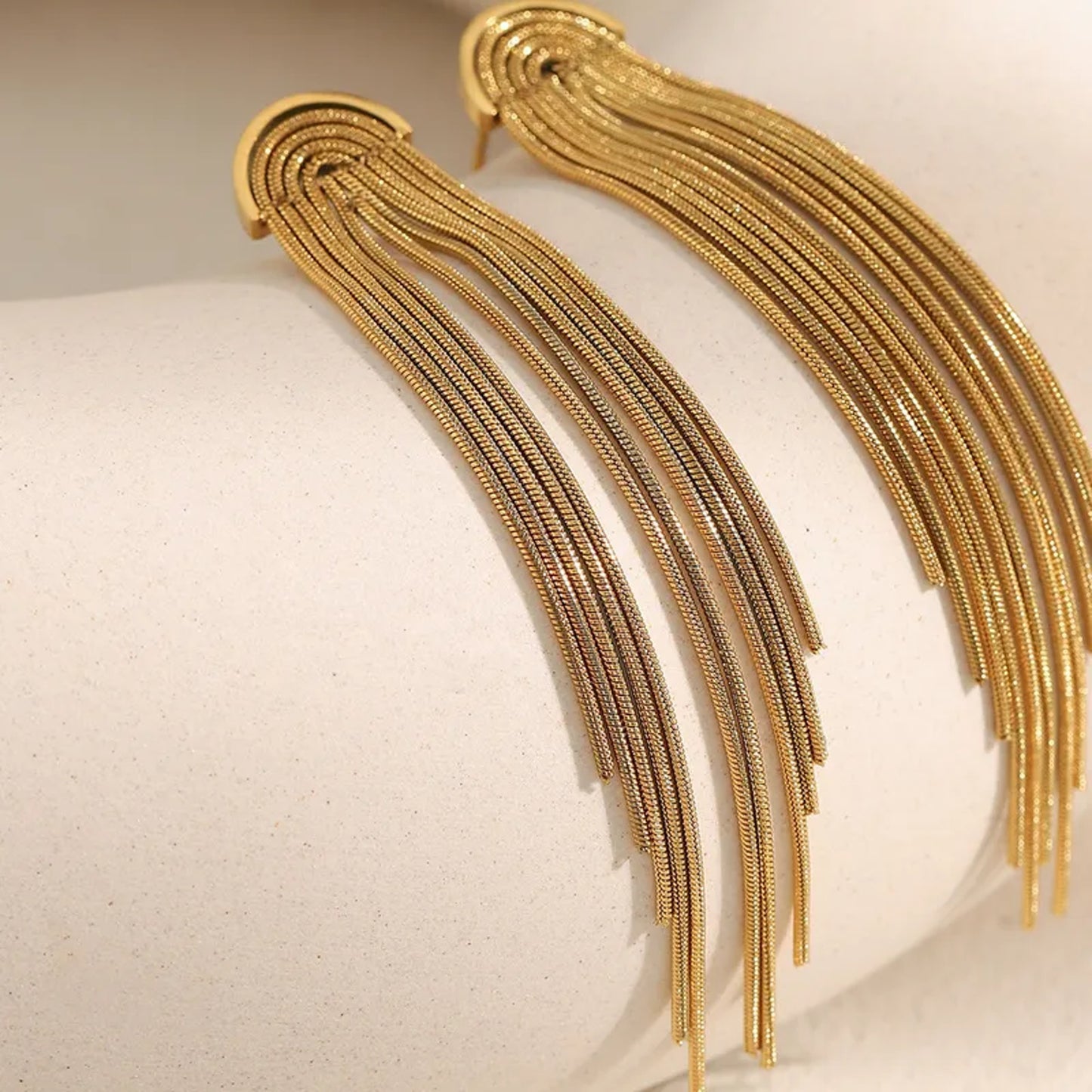 Golden Cascade Tassel Earrings