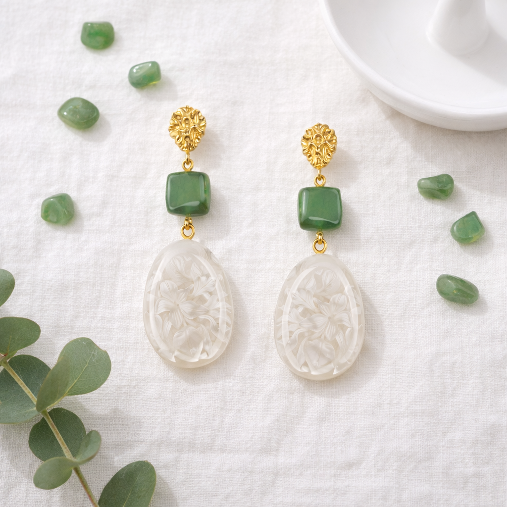 Aarya Frosted Drop Earrings