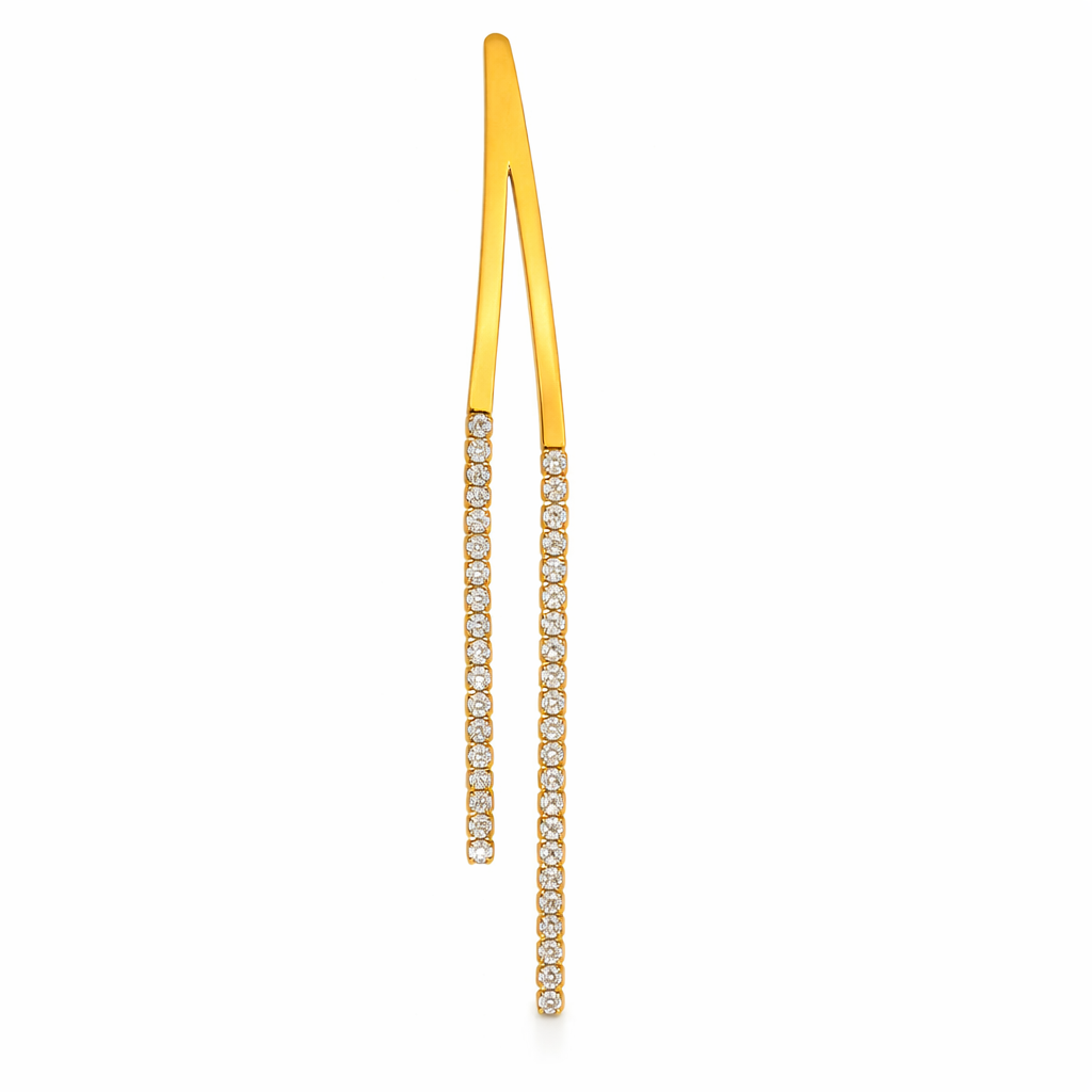 Golden Curve Crystal Tassel Earrings