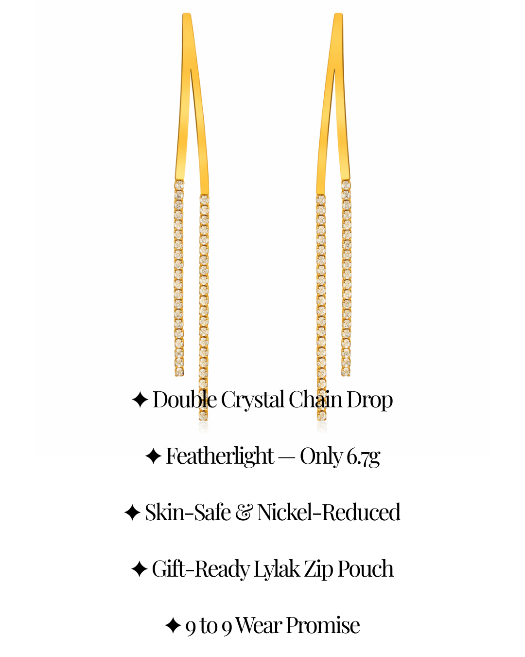 Golden Curve Crystal Tassel Earrings