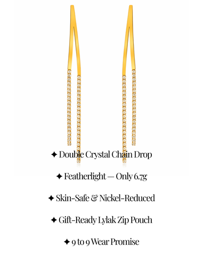 Golden Curve Crystal Tassel Earrings