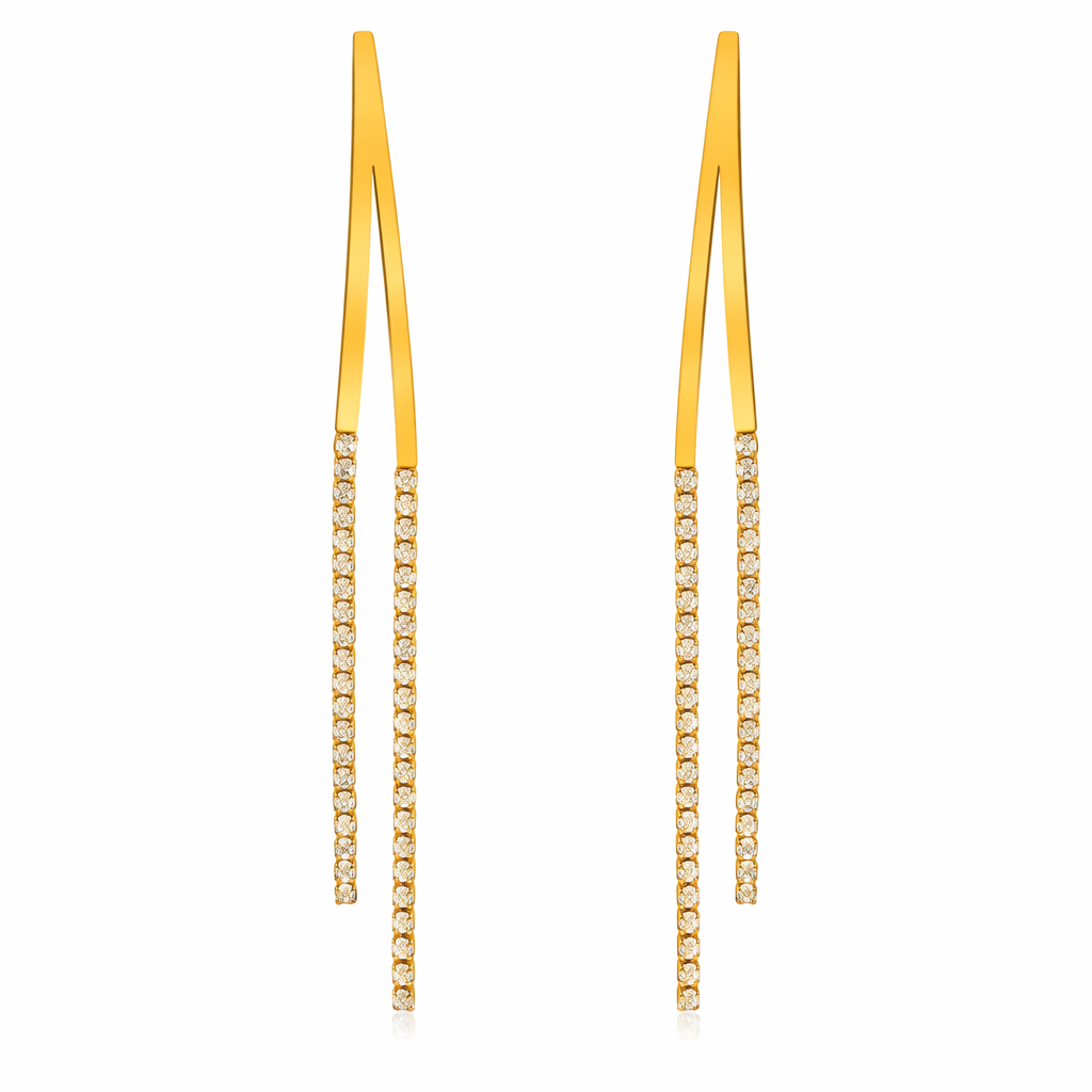 Golden Curve Crystal Tassel Earrings