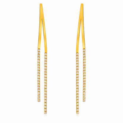 Golden Curve Crystal Tassel Earrings