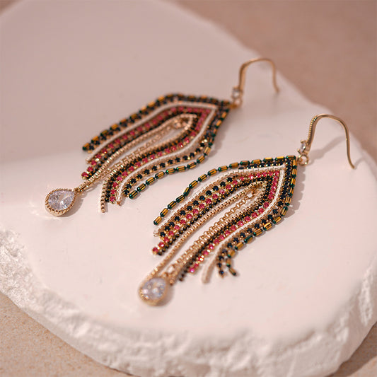 Aurora Beaded Tassel Earrings