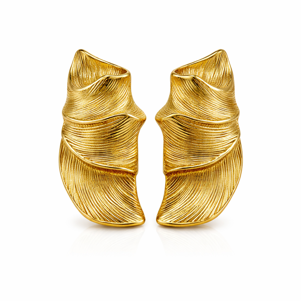 Golden Leaf Stud Earrings