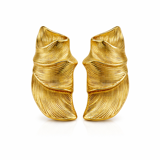 Golden Leaf Stud Earrings