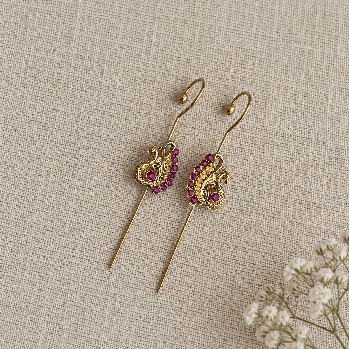 Ruby Kalapi Peacock Ear Cuffs