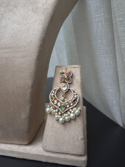 Pearl Polki Statement Choker Necklace Set (Necklace & Earrings)