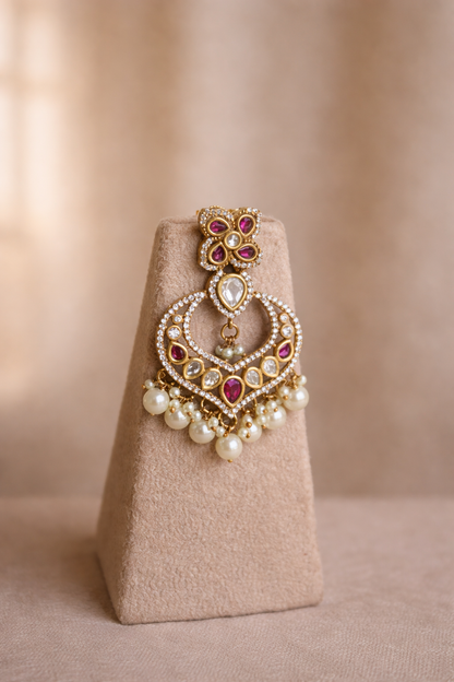 Pearl Polki Statement Choker Necklace Set (Necklace & Earrings)