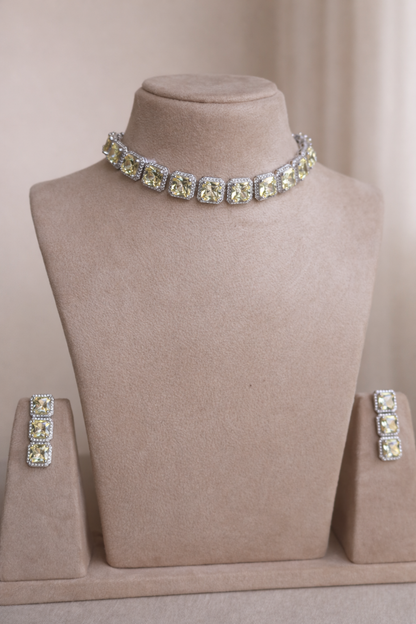 Sunlit Royale Citrine Necklace Set (Necklace & Earrings)