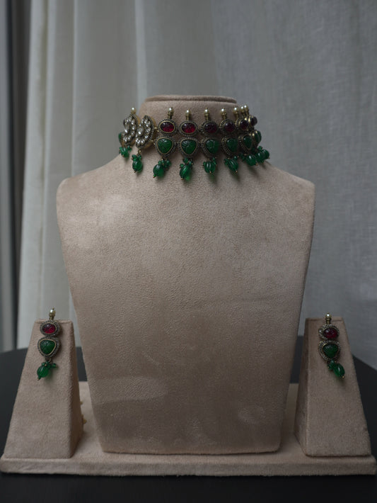 Regalia Ruby & Emerald Polki Choker Set