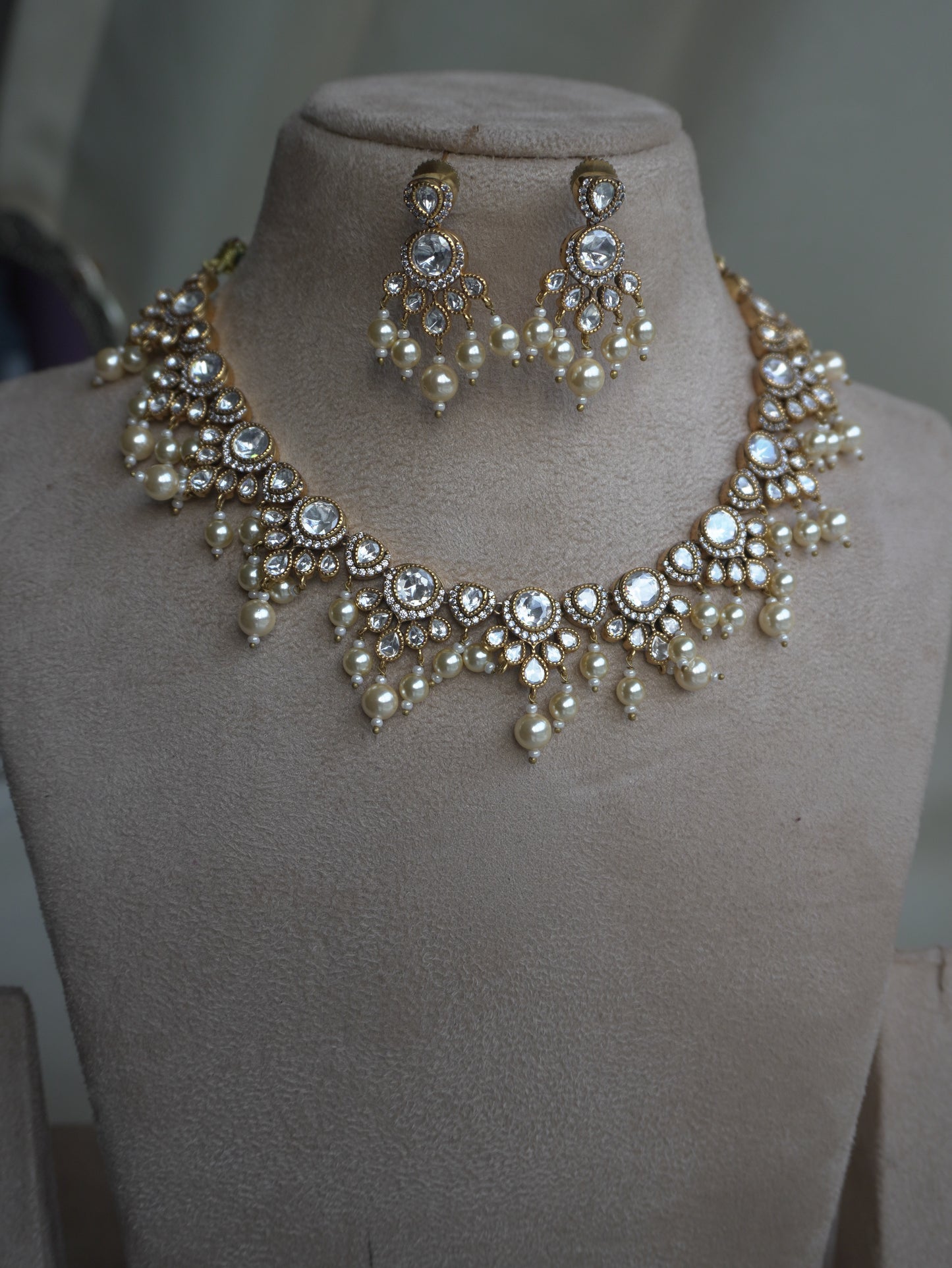 Ridhima Polki Necklace Set (Necklace & Earrings)
