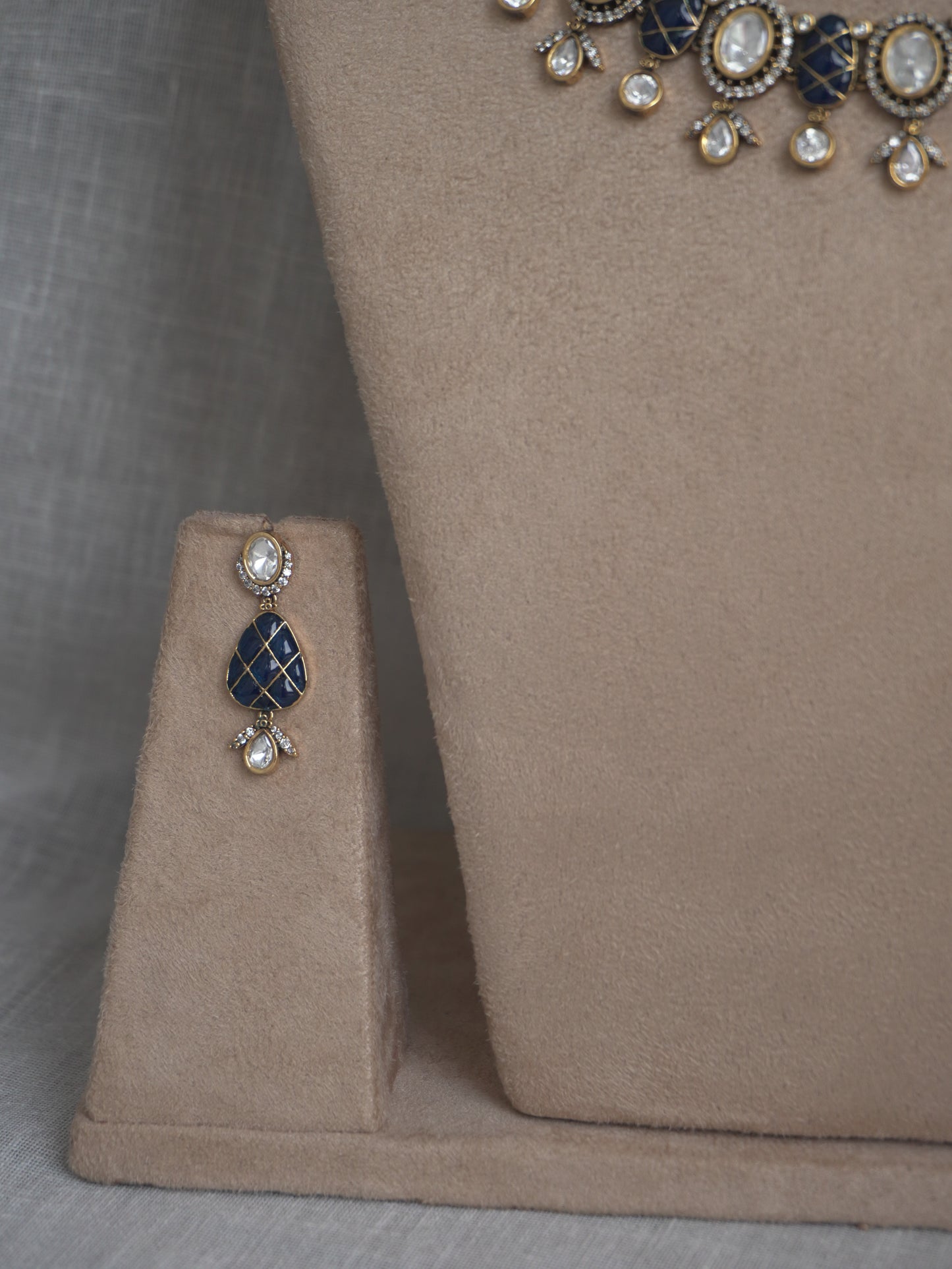 Midnight Blue Polki Necklace Set
