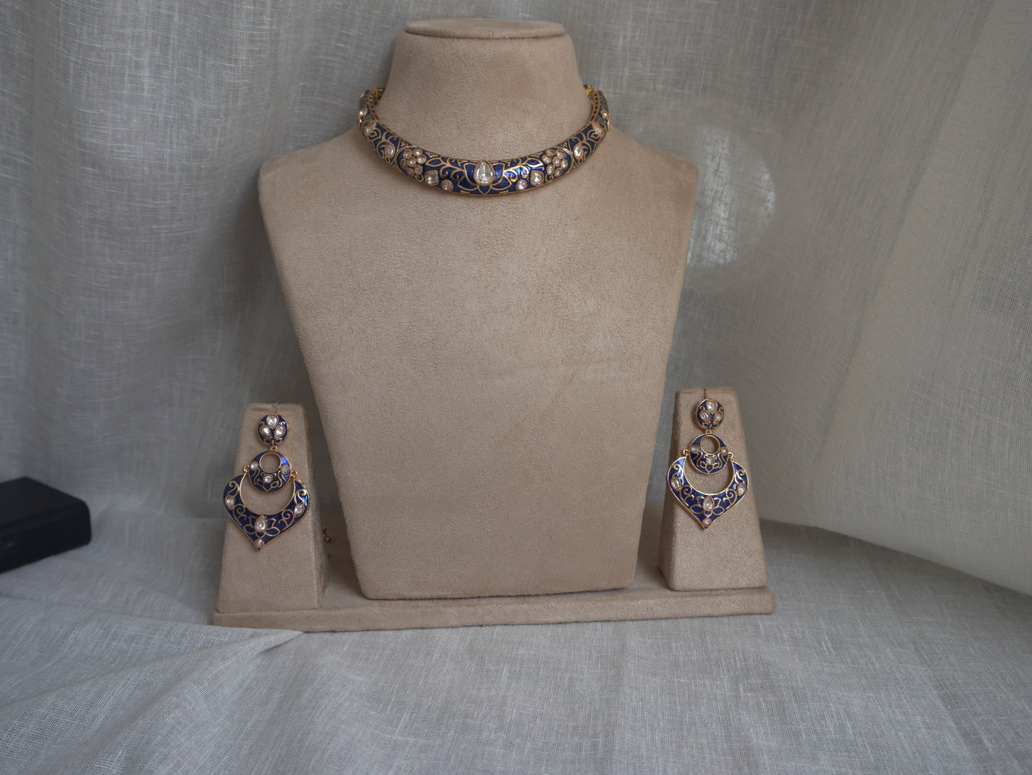 Royal Blue Hasli Necklace Set (Necklace & Earrings)