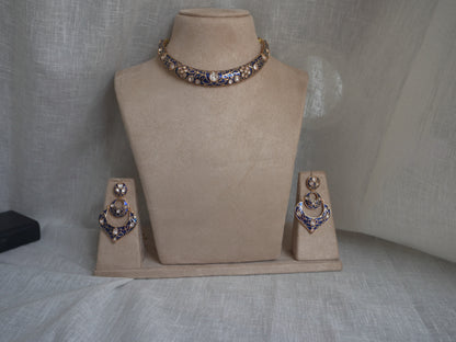 Royal Blue Hasli Necklace Set (Necklace & Earrings)