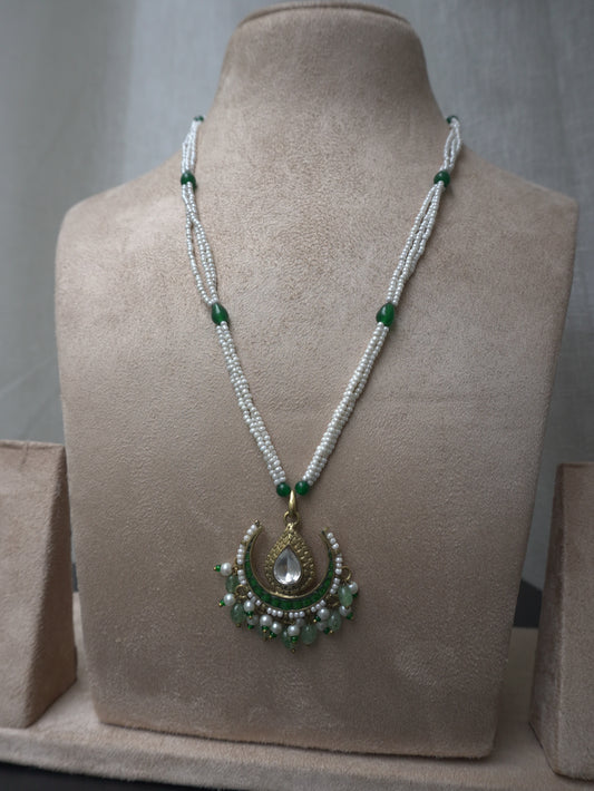 Regalia Crescent Polki Emerald Necklace
