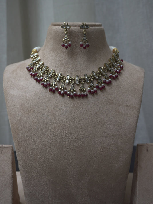 Regalia Antique Polki Ruby Necklace Set