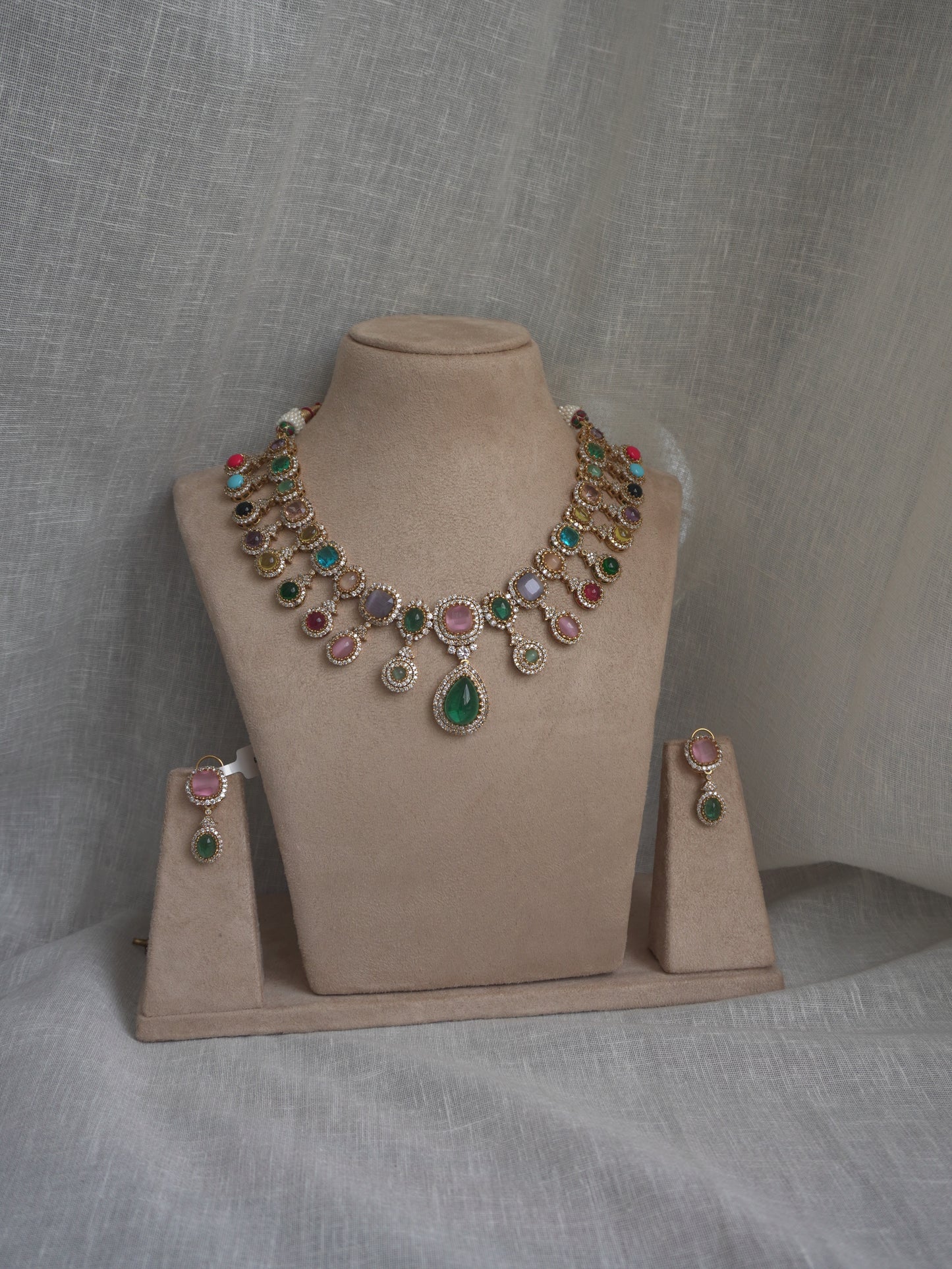 Multicolor Royal Drop Necklace Set