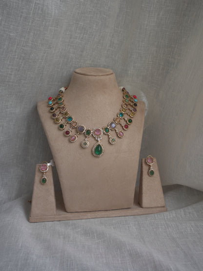 Multicolor Royal Drop Necklace Set
