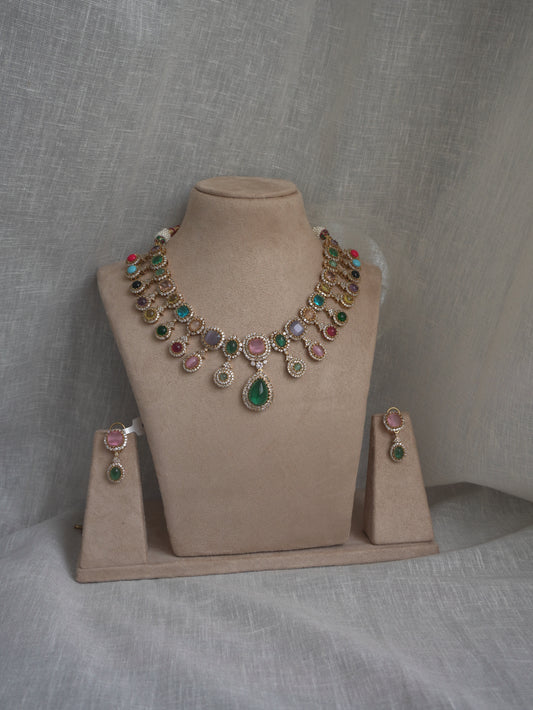 Multicolor Royal Drop Necklace Set