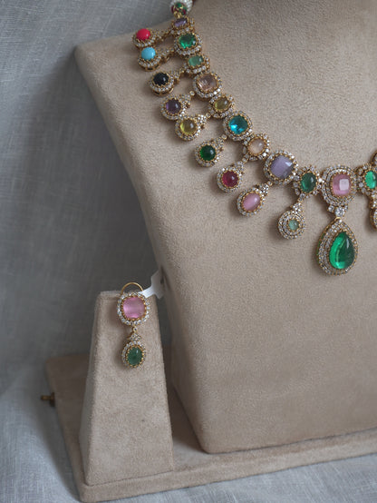 Multicolor Royal Drop Necklace Set