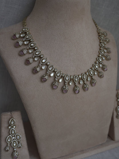 Pastel Pink Teardrop Necklace Set