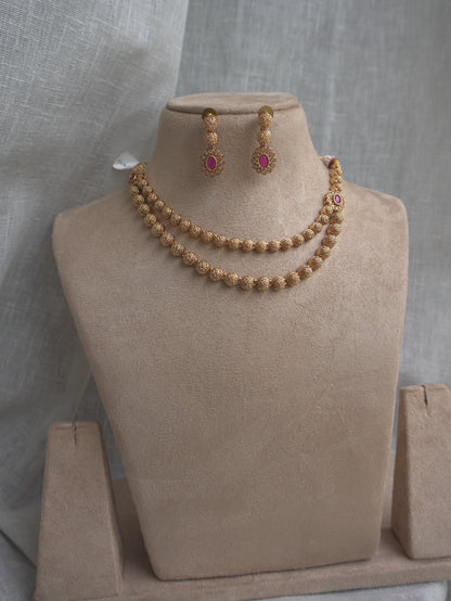 Gold Ruby Necklace Set