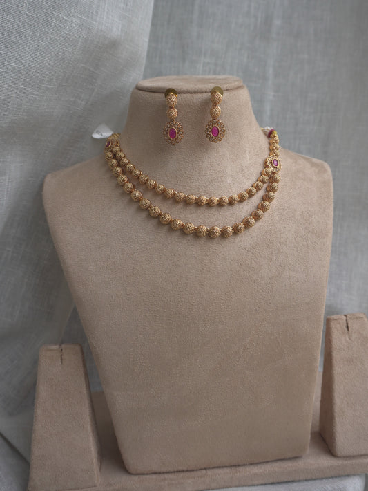 Gold Ruby Necklace Set