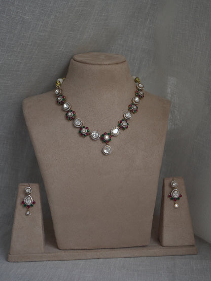 Multicolor Floral Polki Necklace Set