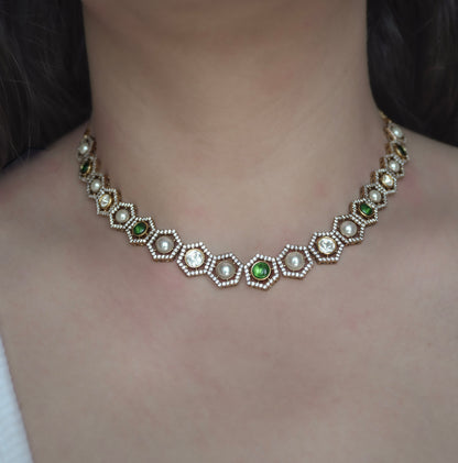 Victorian Hexa Necklace Set (Necklace & Earrings)